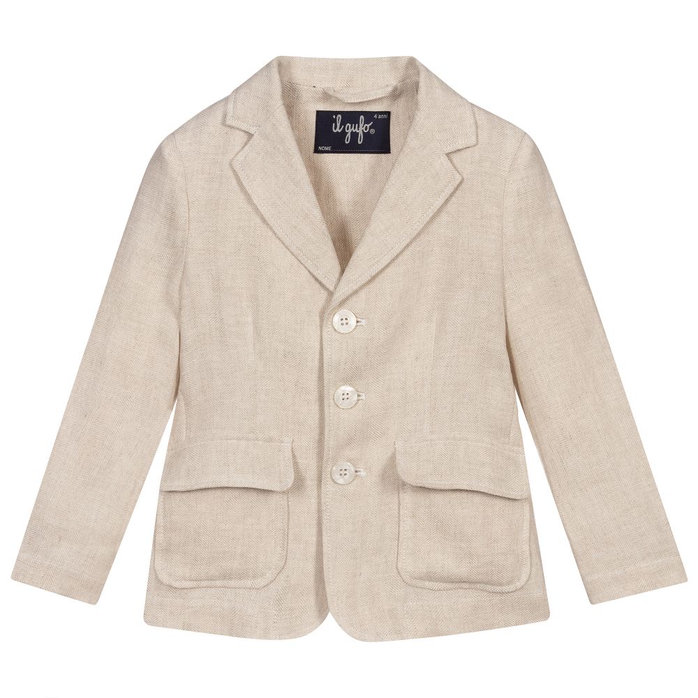 Il Gufo - Boys Beige Linen Blazer | Childrensalon