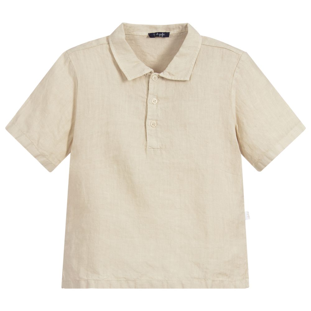 Il Gufo - Boys Beige Linen Shirt | Childrensalon