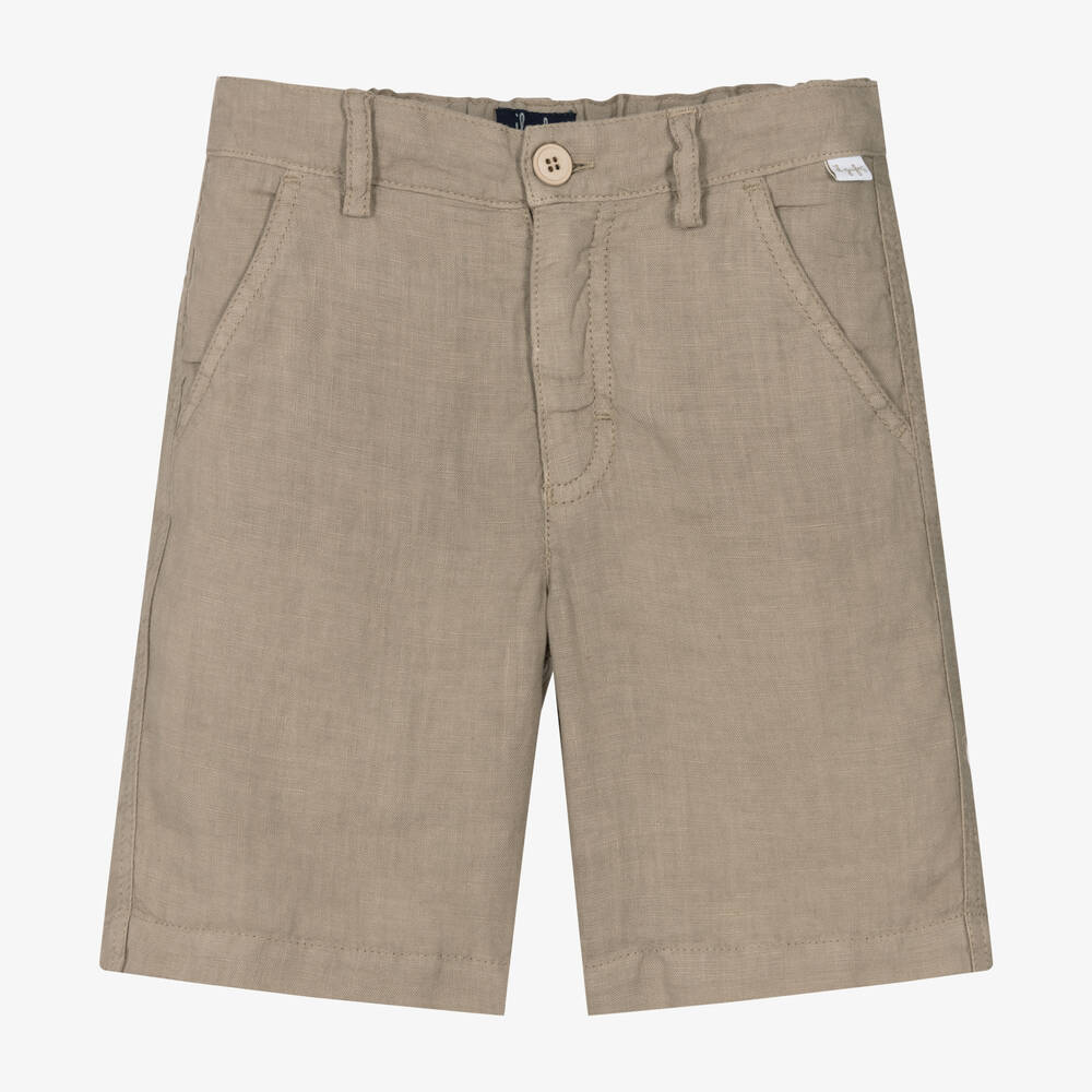 Il Gufo - Boys Beige Linen Shorts | Childrensalon