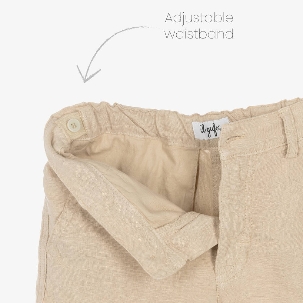 Il Gufo-Boys Beige Linen Shorts | Childrensalon Outlet