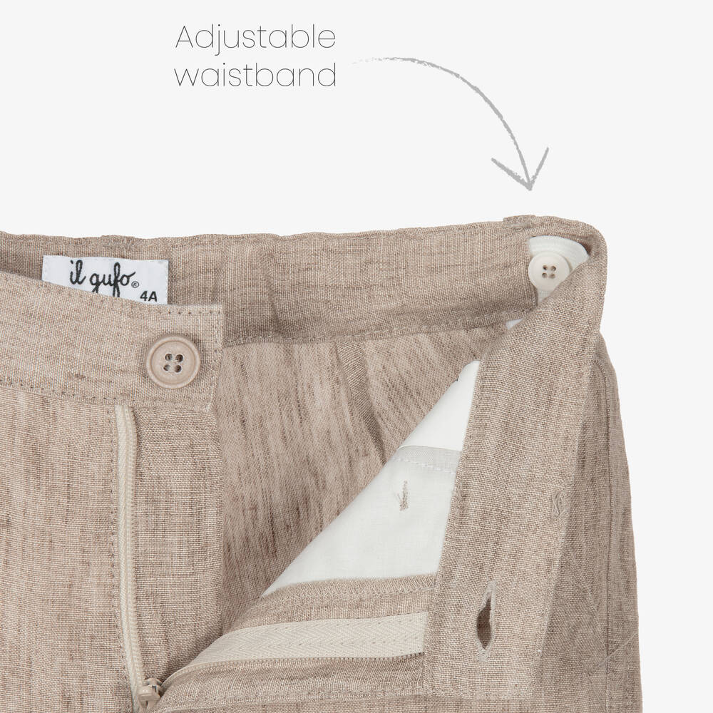 Il Gufo-Boys Beige Linen Shorts | Childrensalon Outlet