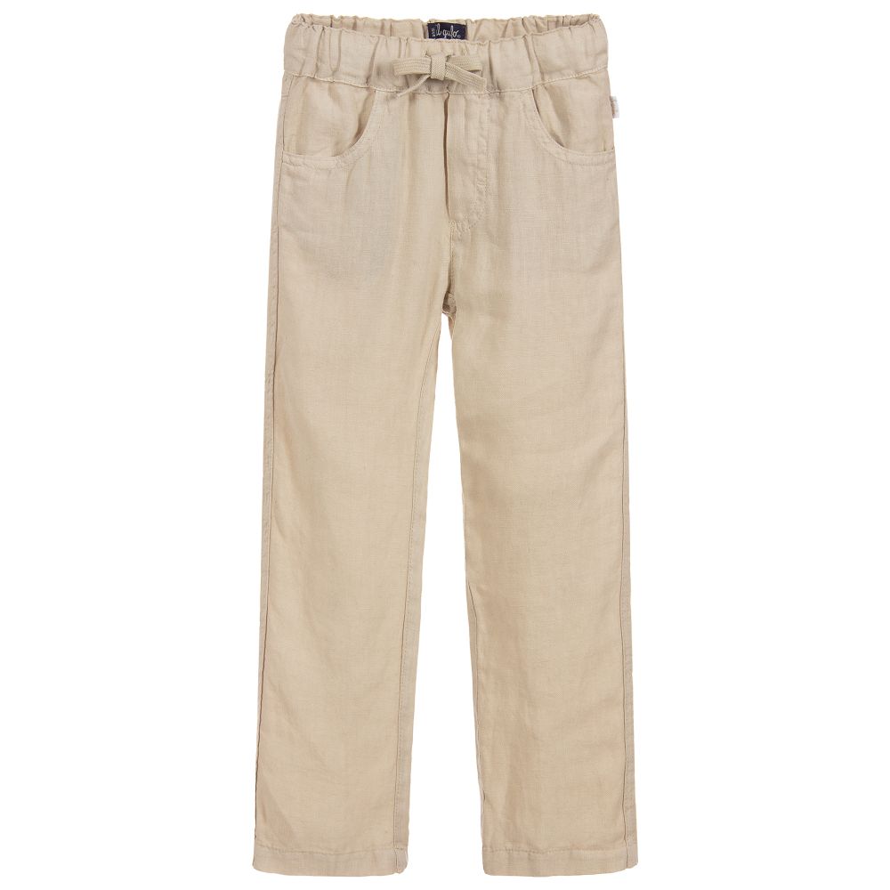 Il Gufo - Boys Beige Linen Trousers | Childrensalon