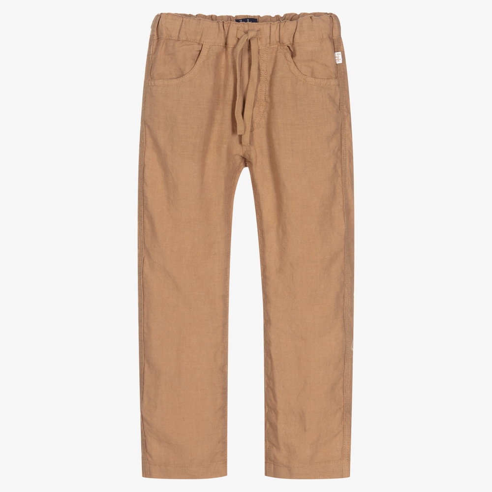 Il Gufo - Boys Beige Linen Trousers | Childrensalon