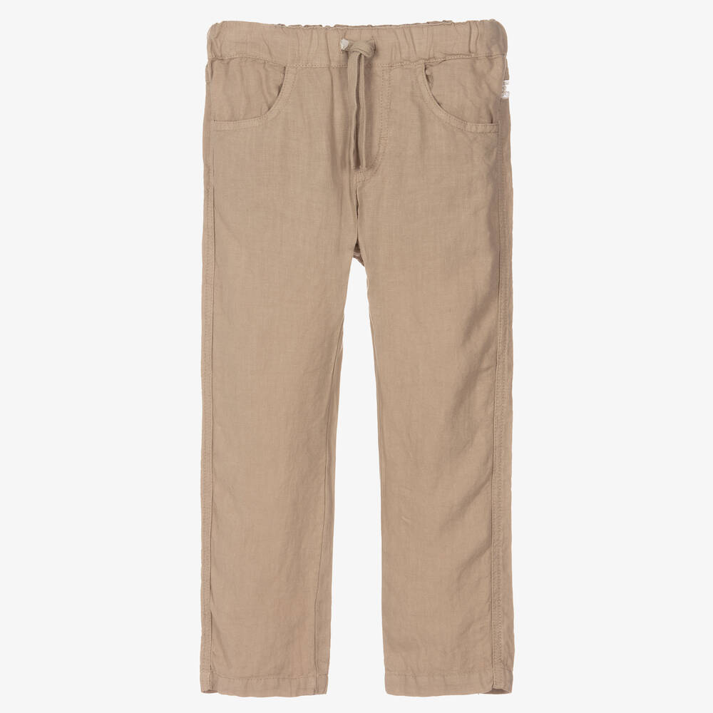 Il Gufo - Boys Beige Linen Trousers | Childrensalon