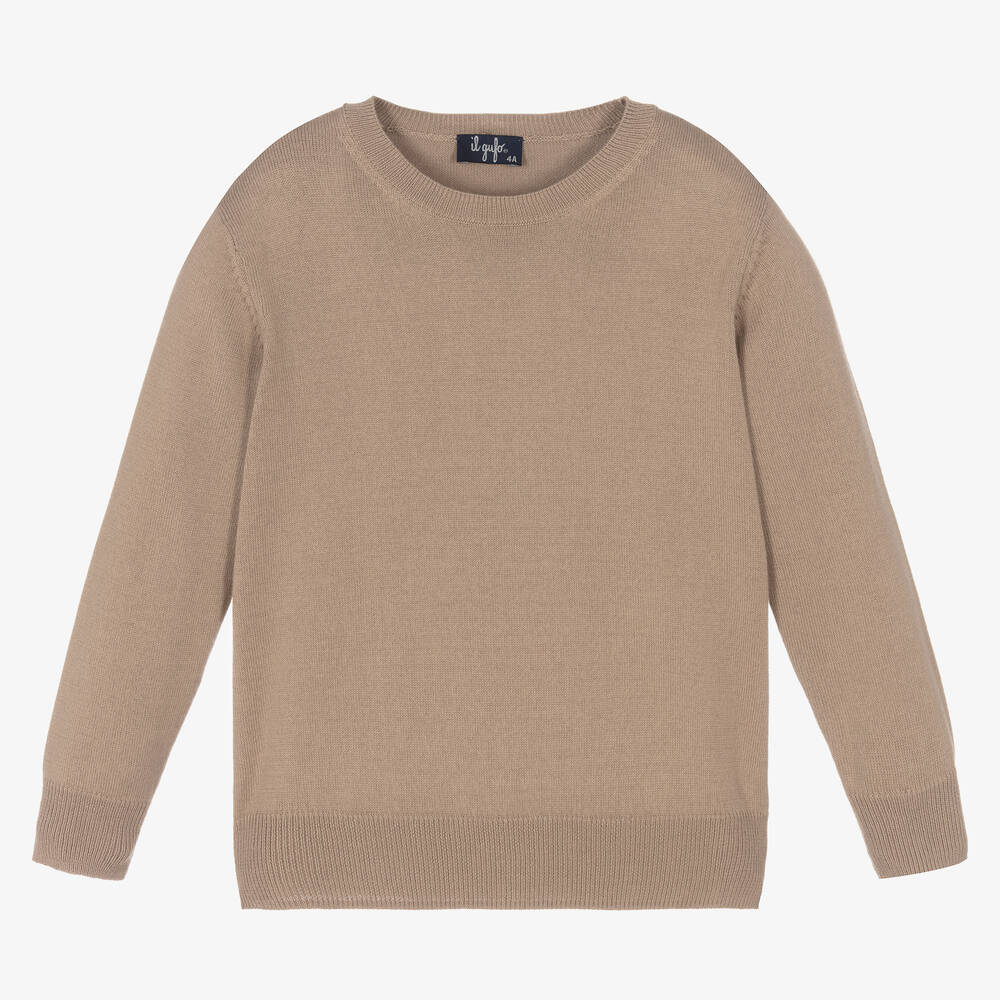 Il Gufo - Boys Beige Organic Cotton Knit Sweater | Childrensalon
