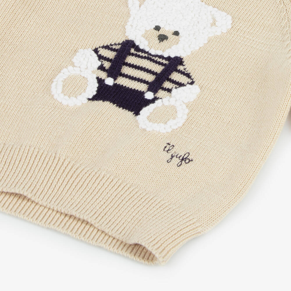 Il Gufo-Boys Beige Organic Knit Pullover | Childrensalon Outlet