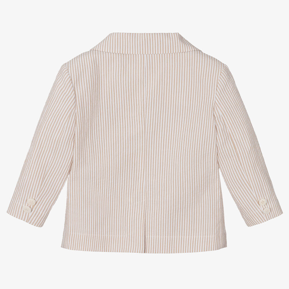 Il Gufo-Бежевый хлопковый блейзер в полоску | Childrensalon Outlet