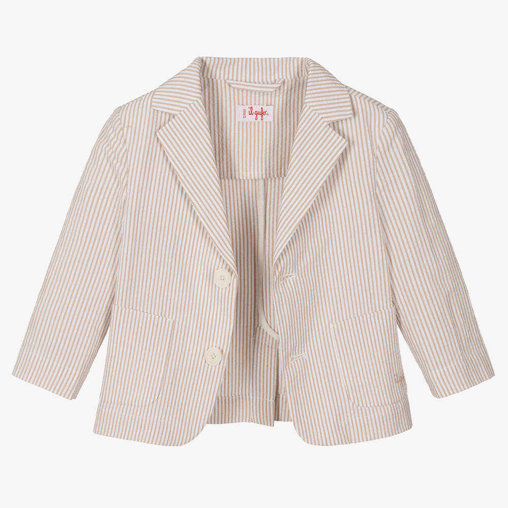 Il Gufo-Бежевый хлопковый блейзер в полоску | Childrensalon Outlet