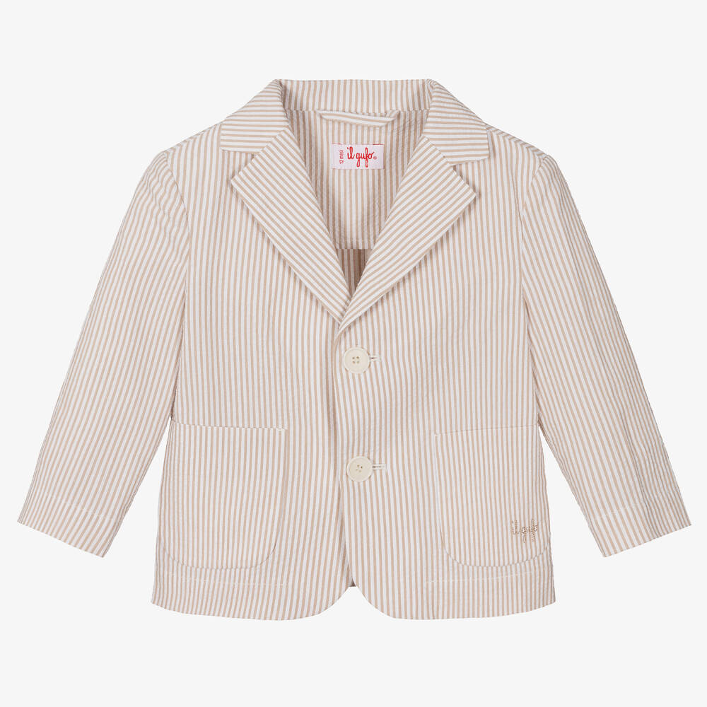 Il Gufo - Blazer beige en coton fines rayures  | Childrensalon