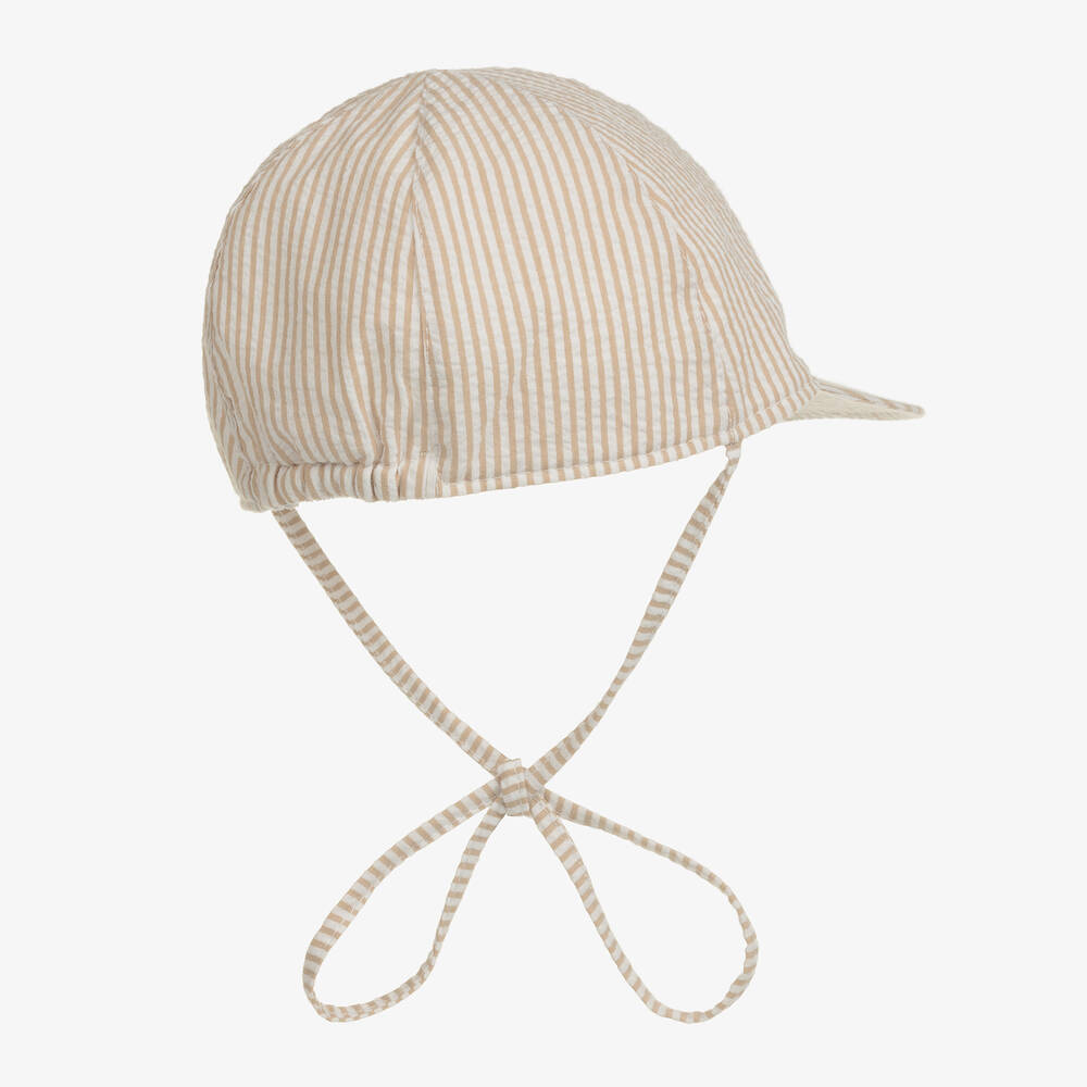 Il Gufo-Бежевая хлопковая шапочка в полоску | Childrensalon Outlet