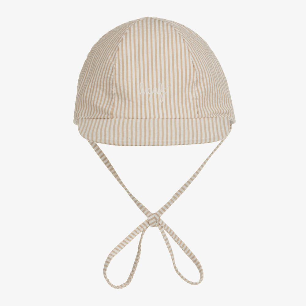 Il Gufo-Бежевая хлопковая шапочка в полоску | Childrensalon Outlet