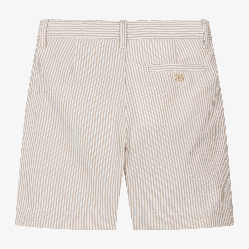 Il Gufo - Boys Beige Striped Seersucker Shorts