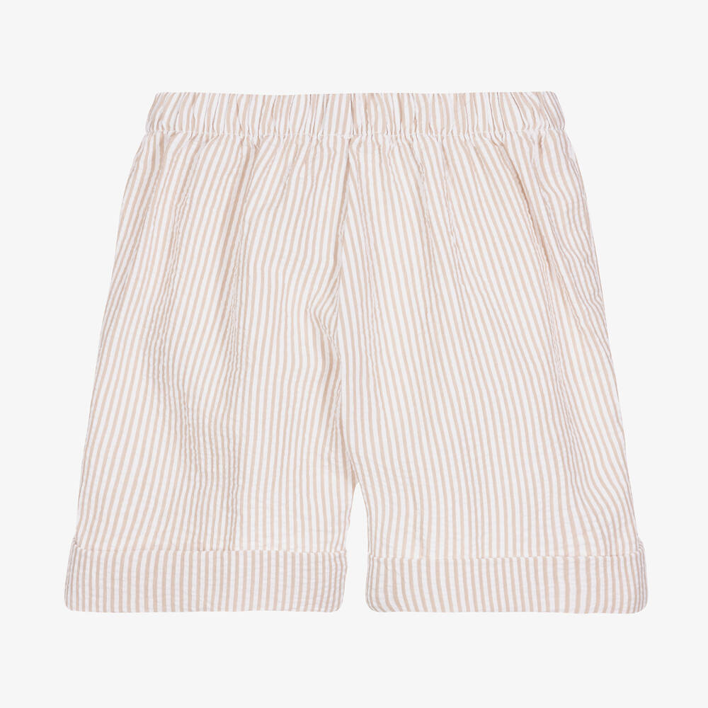 Il Gufo-Хлопковые шорты в бежево-белую полоску | Childrensalon Outlet
