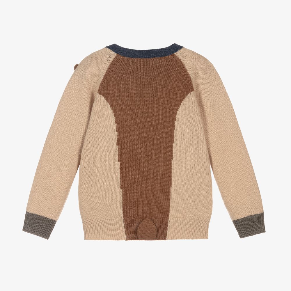 Il Gufo-Boys Beige Wool Deer Sweater | Childrensalon Outlet