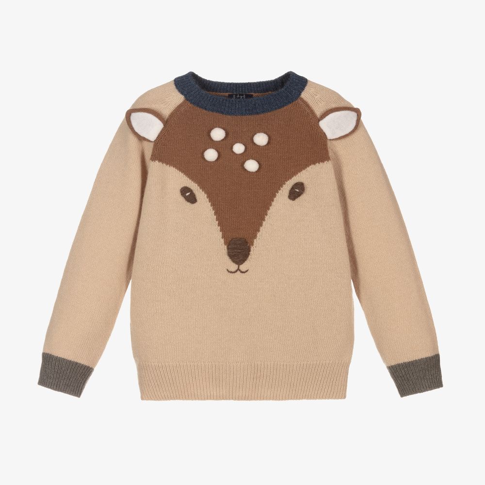 Il Gufo - Бежевый шерстяной свитер с оленем для мальчиков | Childrensalon