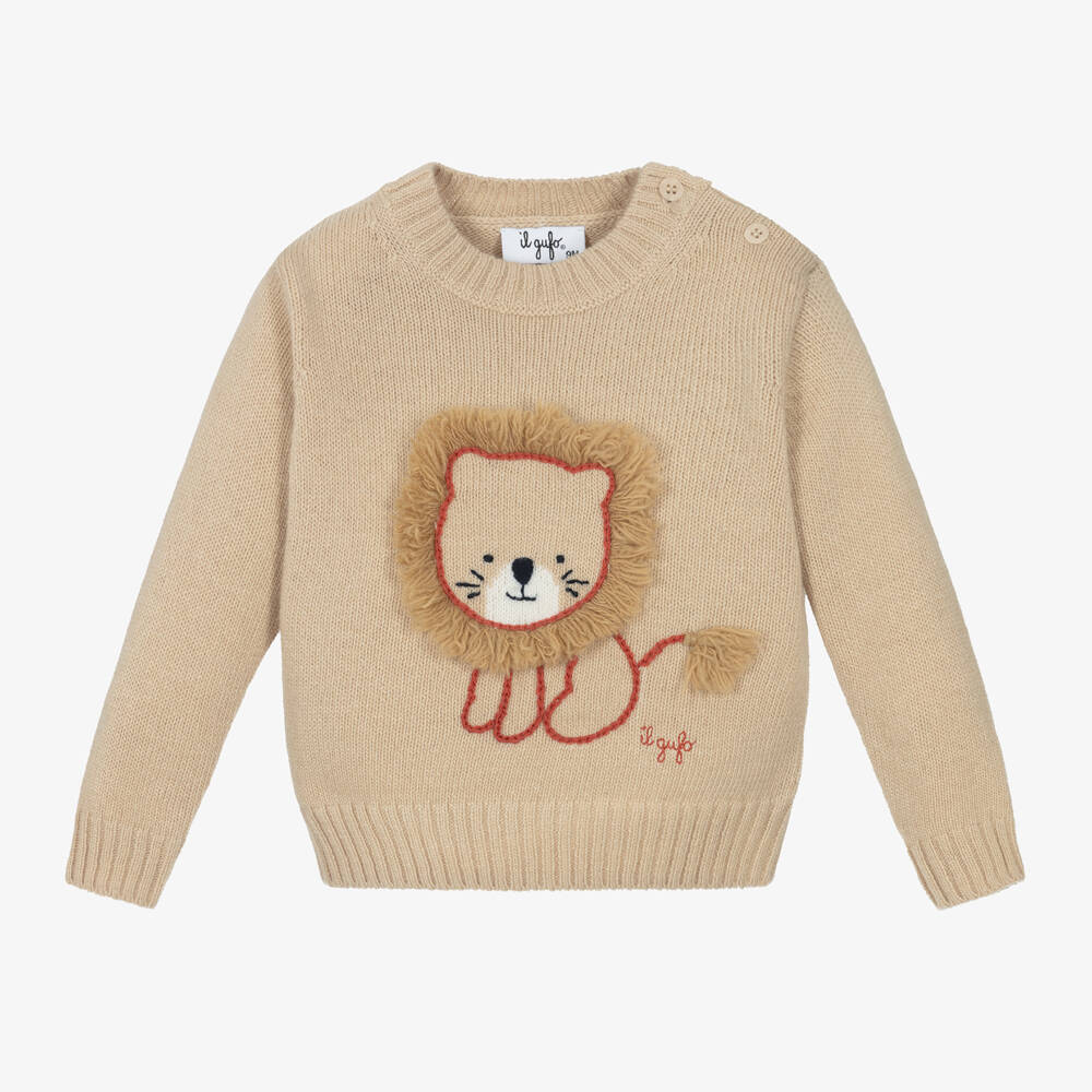 Il Gufo-Boys Beige Wool Lion Jumper | Childrensalon Outlet