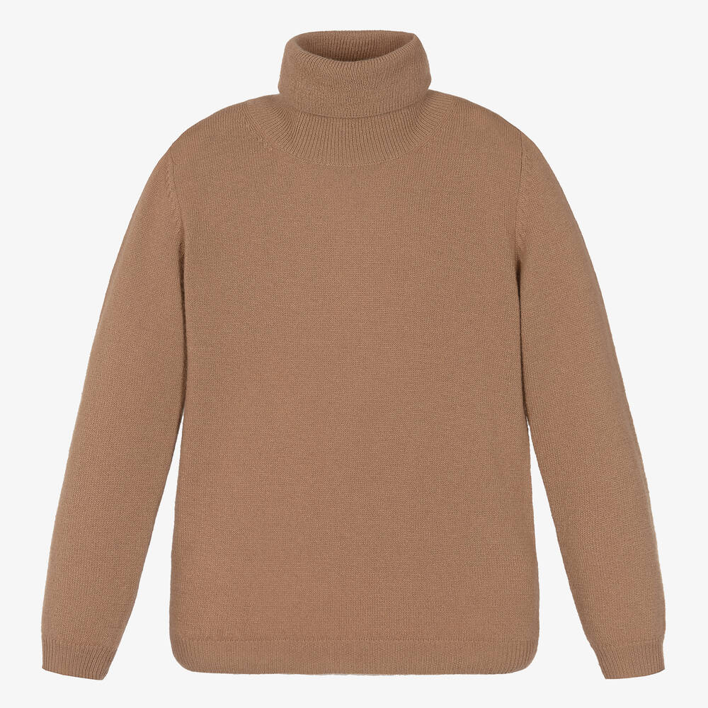 Il Gufo - Pull beige en laine à col roulé | Childrensalon