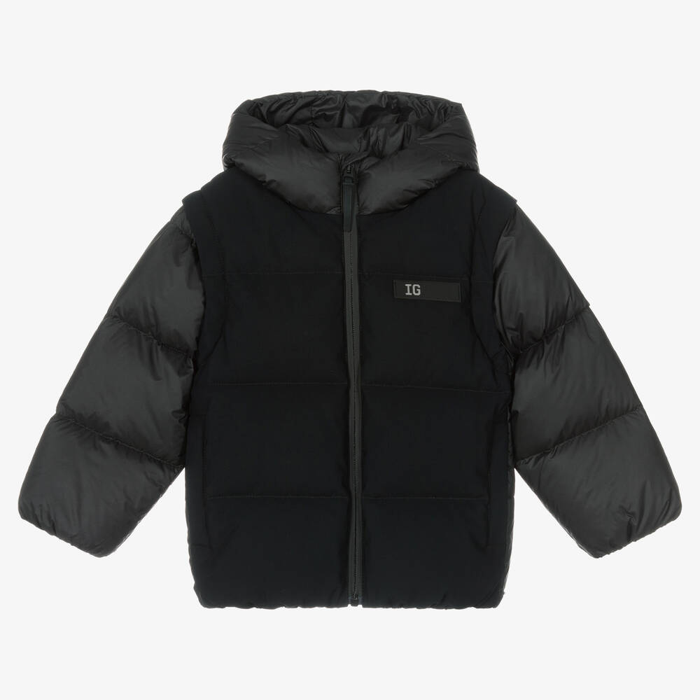 Il Gufo - Schwarze 2-in-1-Steppjacke (J) | Childrensalon