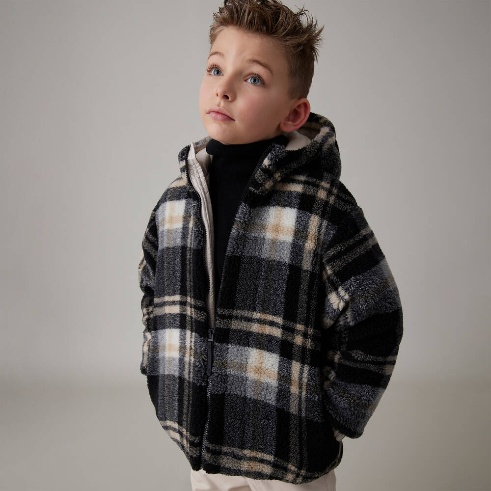 Il Gufo-Boys Black & Beige Checked Jacket | Childrensalon Outlet