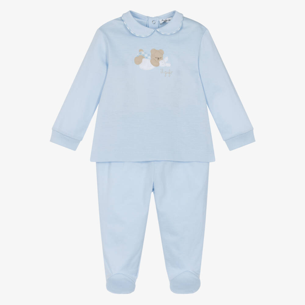 Il Gufo-Boys Blue Bear Cotton Ensemble | Childrensalon Outlet