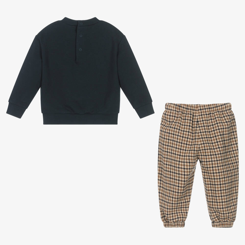 Il Gufo-Boys Blue & Beige Cotton Trousers Set | Childrensalon Outlet