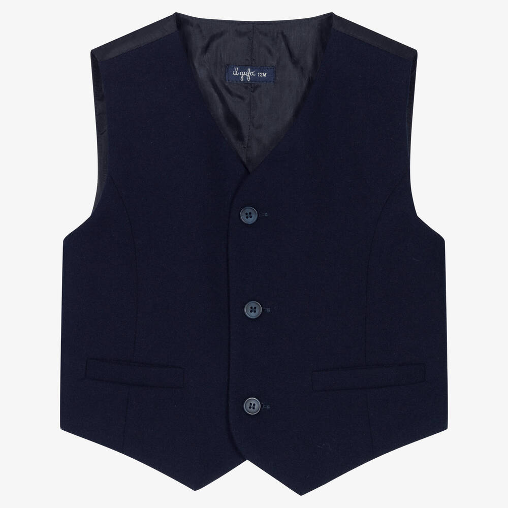 Il Gufo - Boys Blue Button-Up Waistcoat | Childrensalon