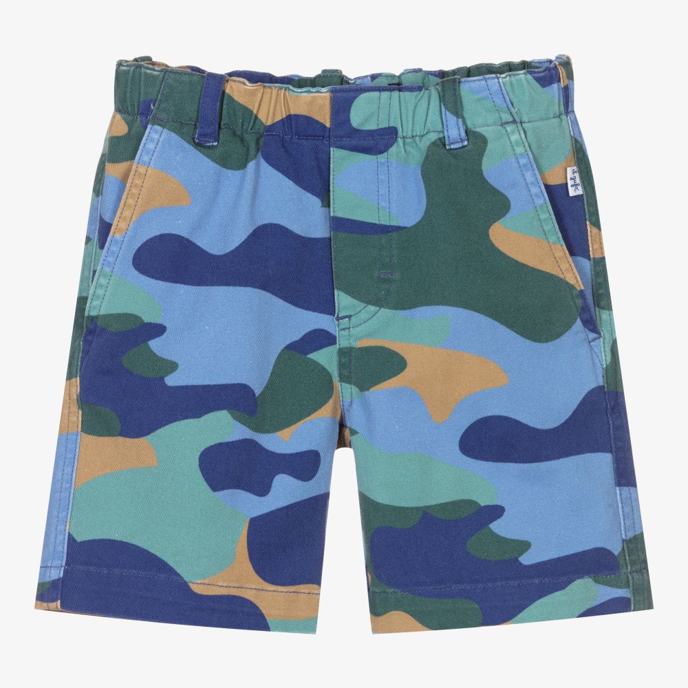 Il Gufo - Boys Blue Camouflage Shorts | Childrensalon