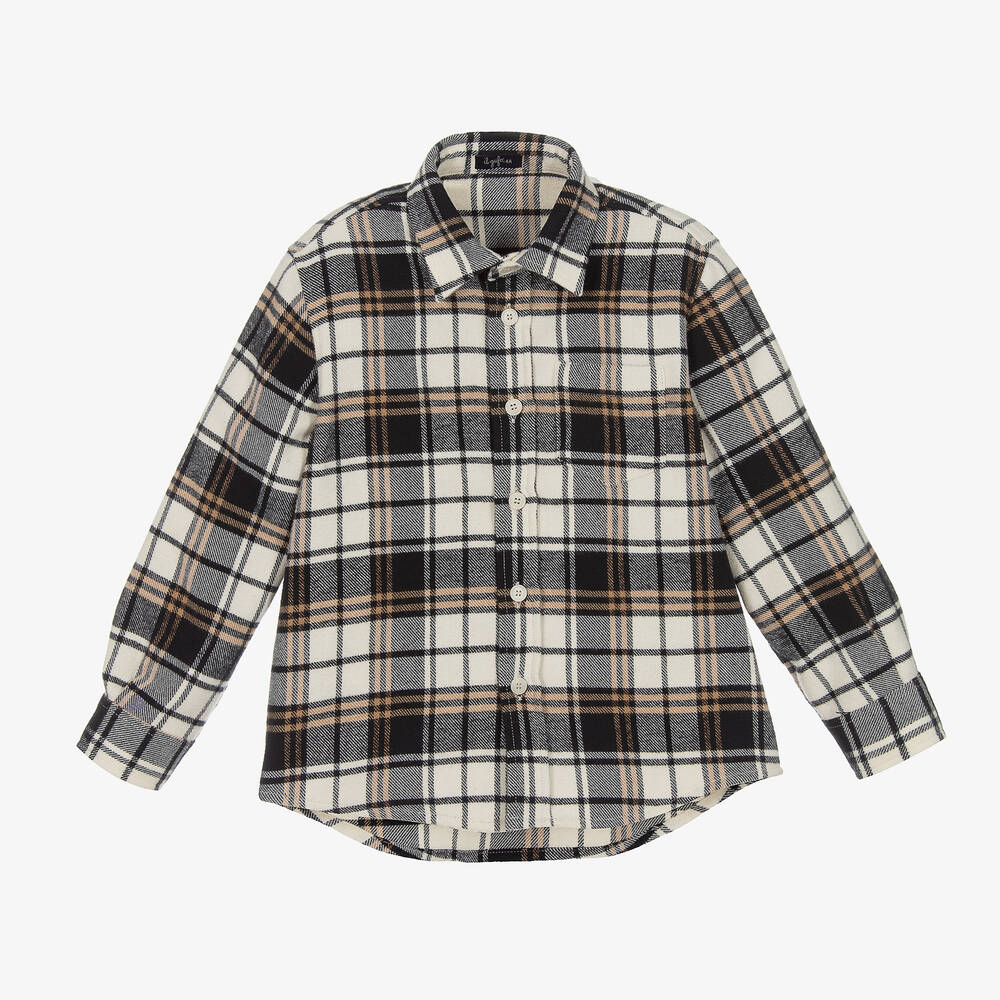 Il Gufo - Boys Blue Check Flannel Shirt | Childrensalon