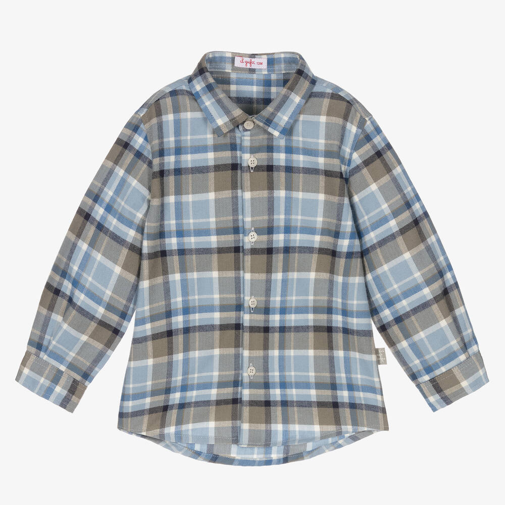 Il Gufo - Boys Blue Check Shirt | Childrensalon