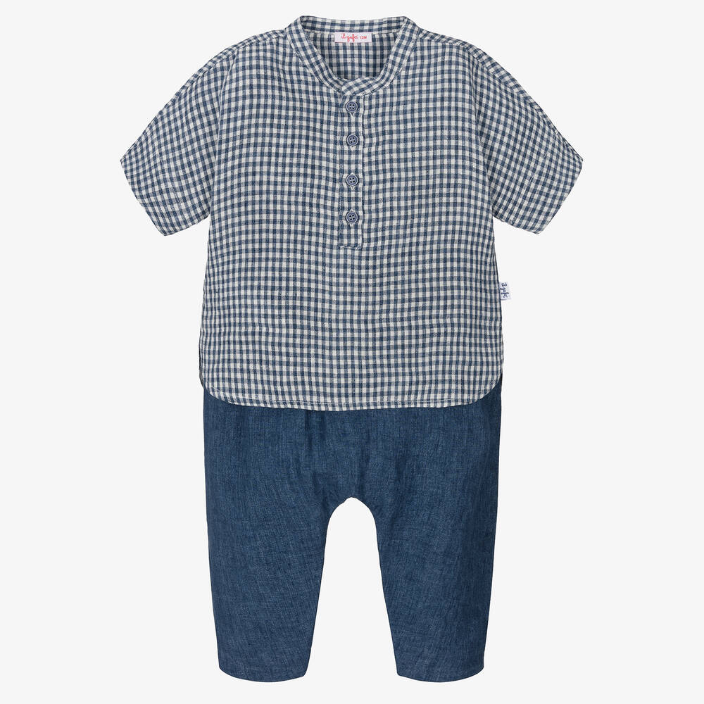 Il Gufo - Ensemble pantalon bleu à carreaux | Childrensalon