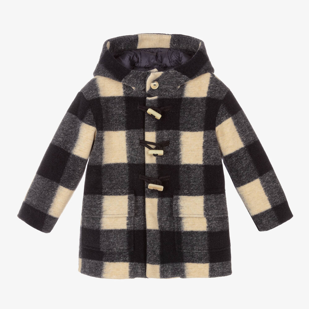 Checked top duffle coat