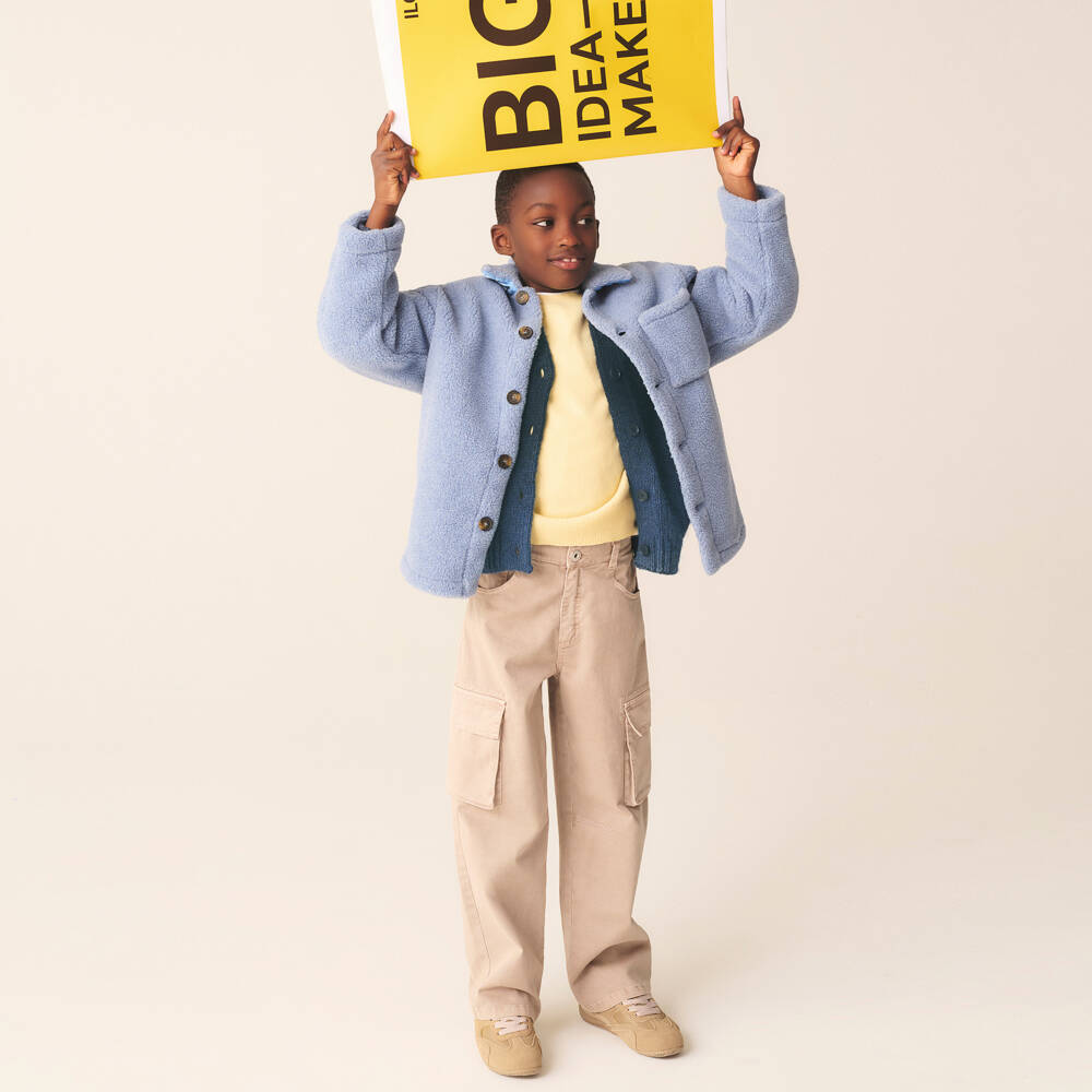 Il Gufo-Boys Blue Chunky Knit Cardigan | Childrensalon Outlet