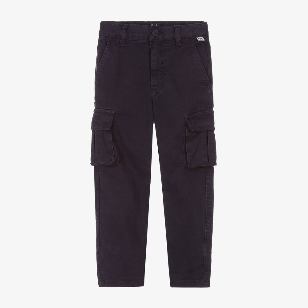 Il Gufo - Boys Blue Cotton Cargo Trousers | Childrensalon