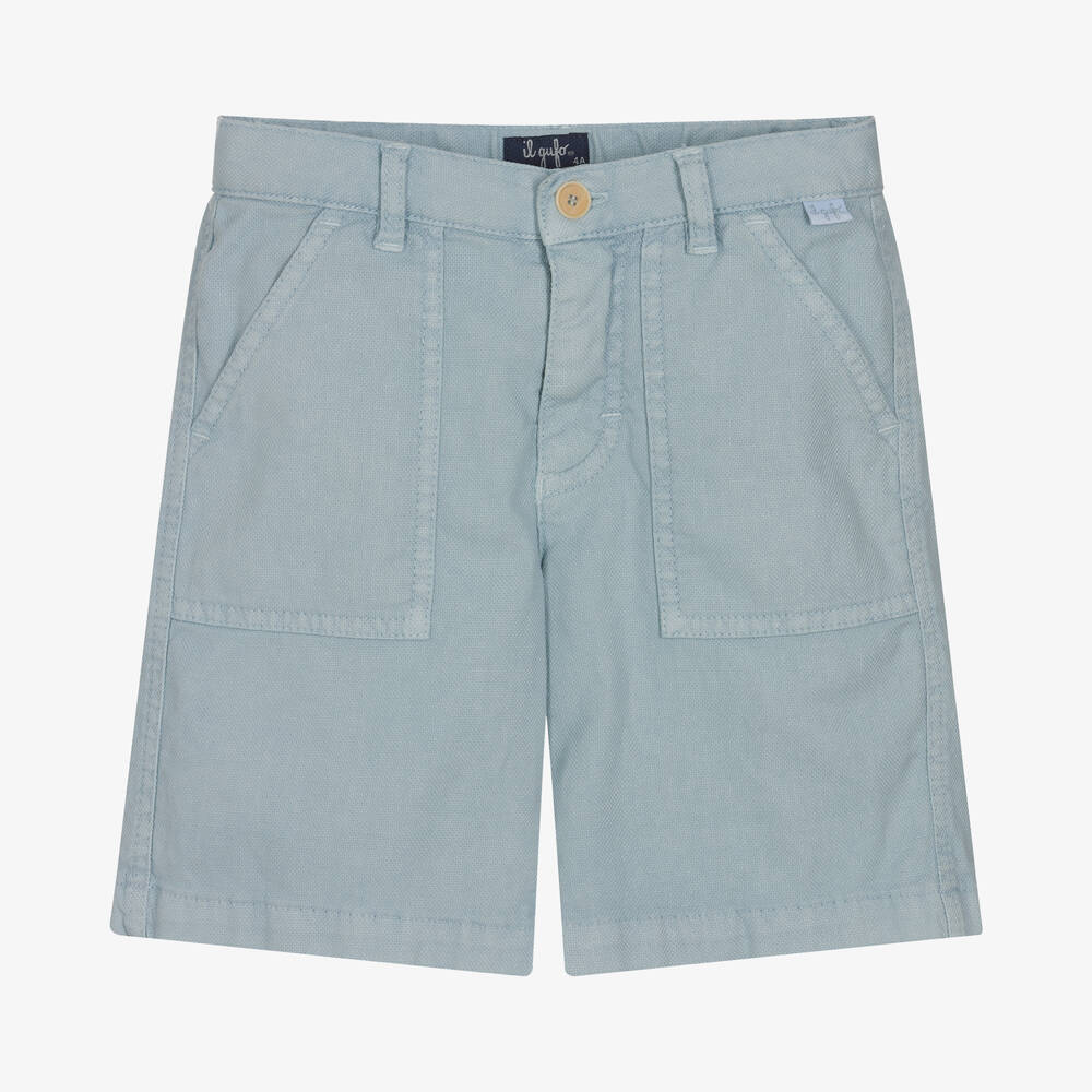 Il Gufo - Boys Blue Cotton & Linen Bermuda Shorts | Childrensalon