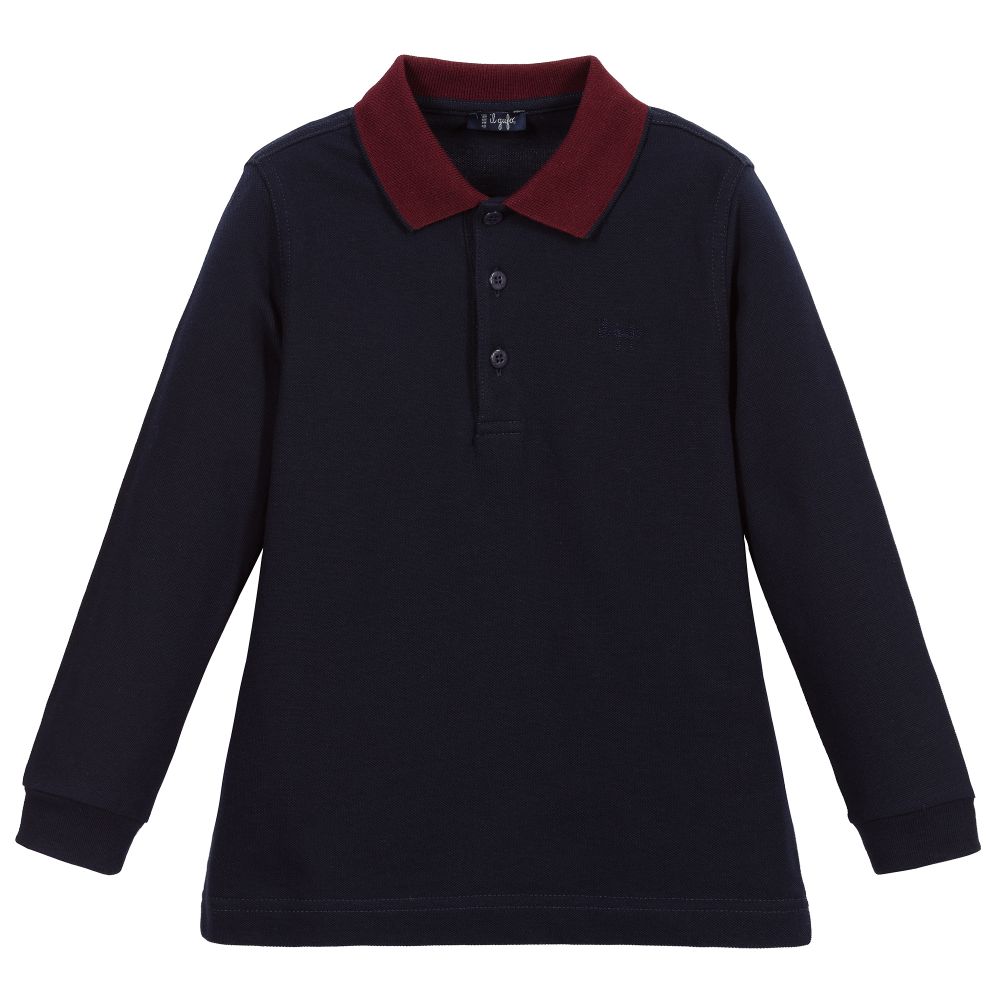 Il Gufo - Boys Blue Cotton Polo Shirt | Childrensalon