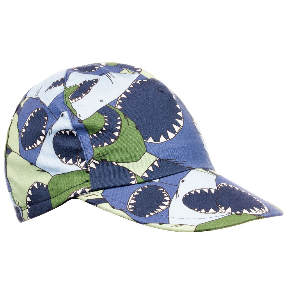 Il Gufo - Boys Blue Cotton Shark Hat | Childrensalon