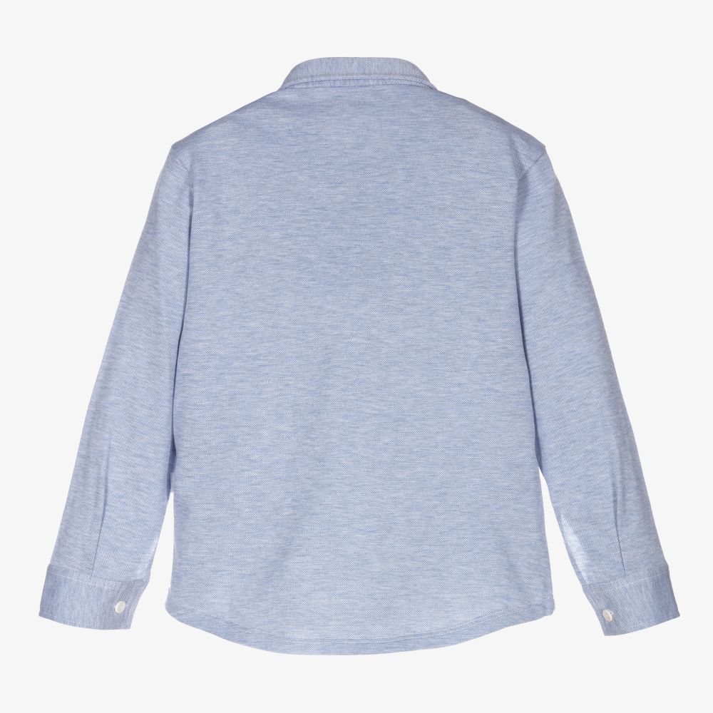 Il Gufo-Boys Blue Cotton Shirt | Childrensalon Outlet