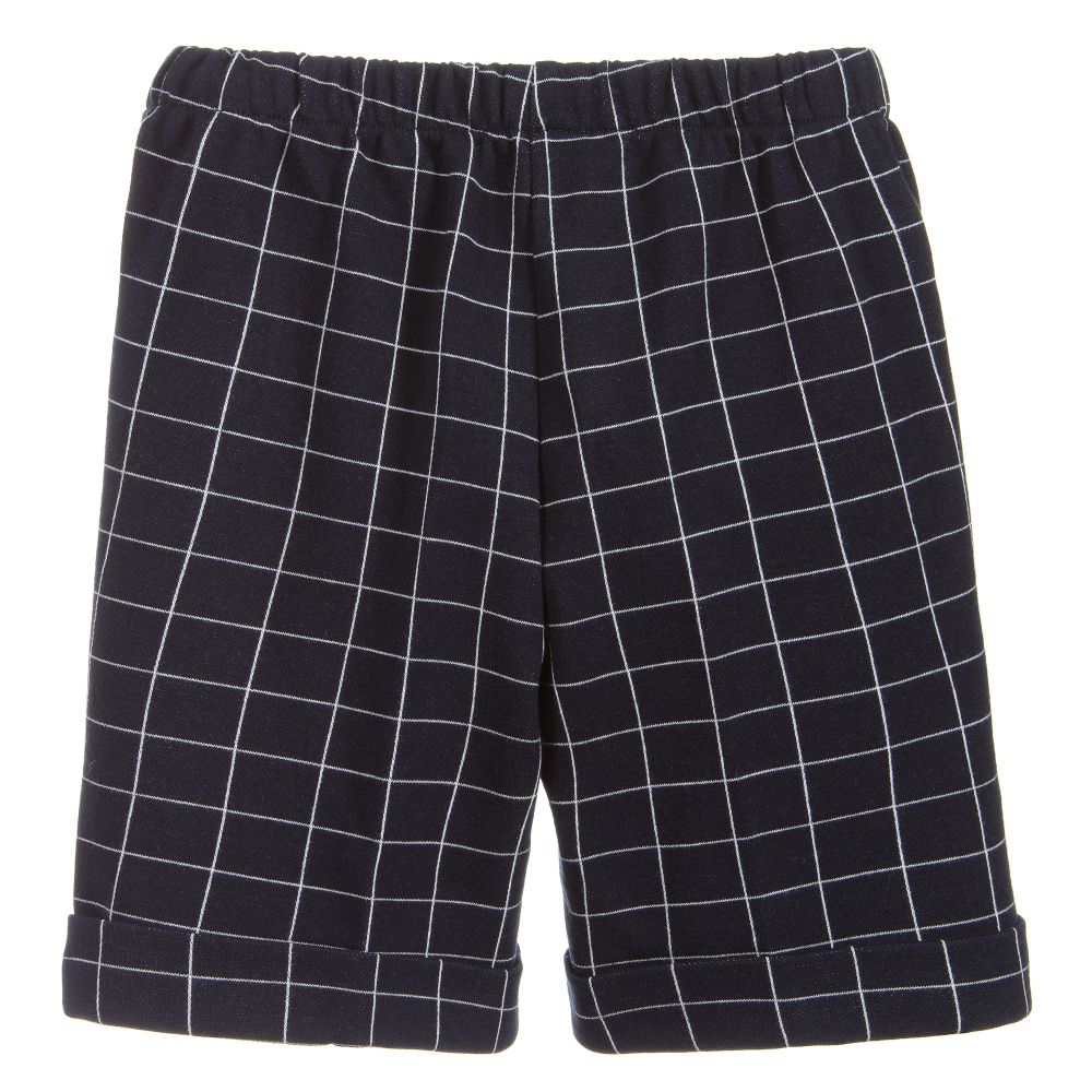 Il Gufo-شورت قطن كاروهات لون كحلي وأبيض | Childrensalon Outlet