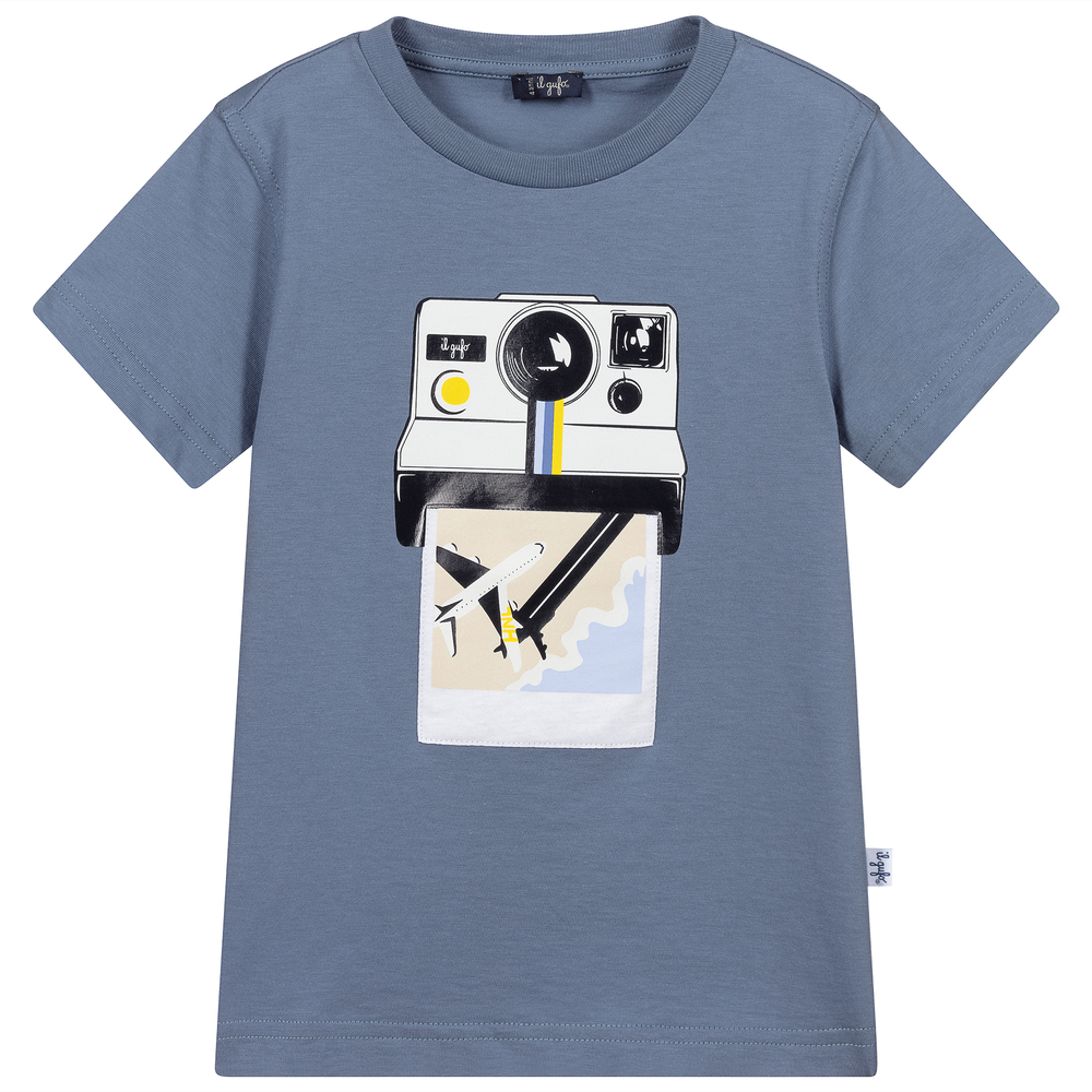 Il Gufo - Голубая хлопковая футболка для мальчиков | Childrensalon