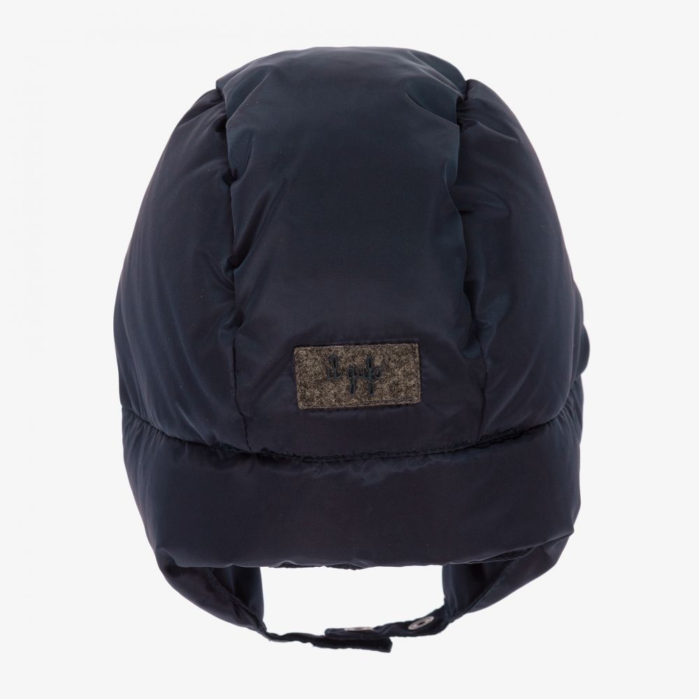 Il Gufo-قبعة مبطنة بريش لون كحلي للأولاد | Childrensalon Outlet