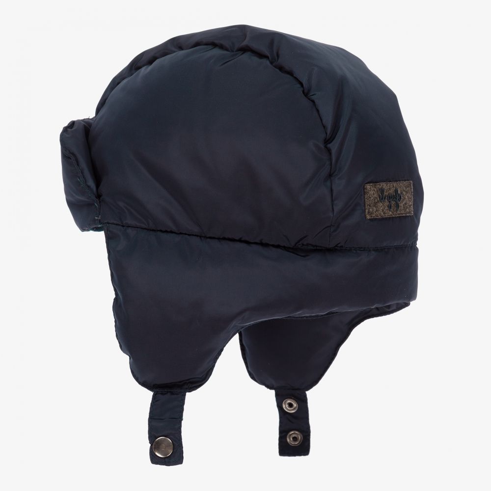 Il Gufo-قبعة مبطنة بريش لون كحلي للأولاد | Childrensalon Outlet