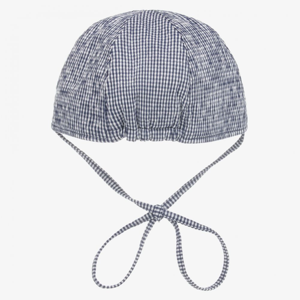 Il Gufo-Boys Blue Gingham Cotton Cap | Childrensalon Outlet