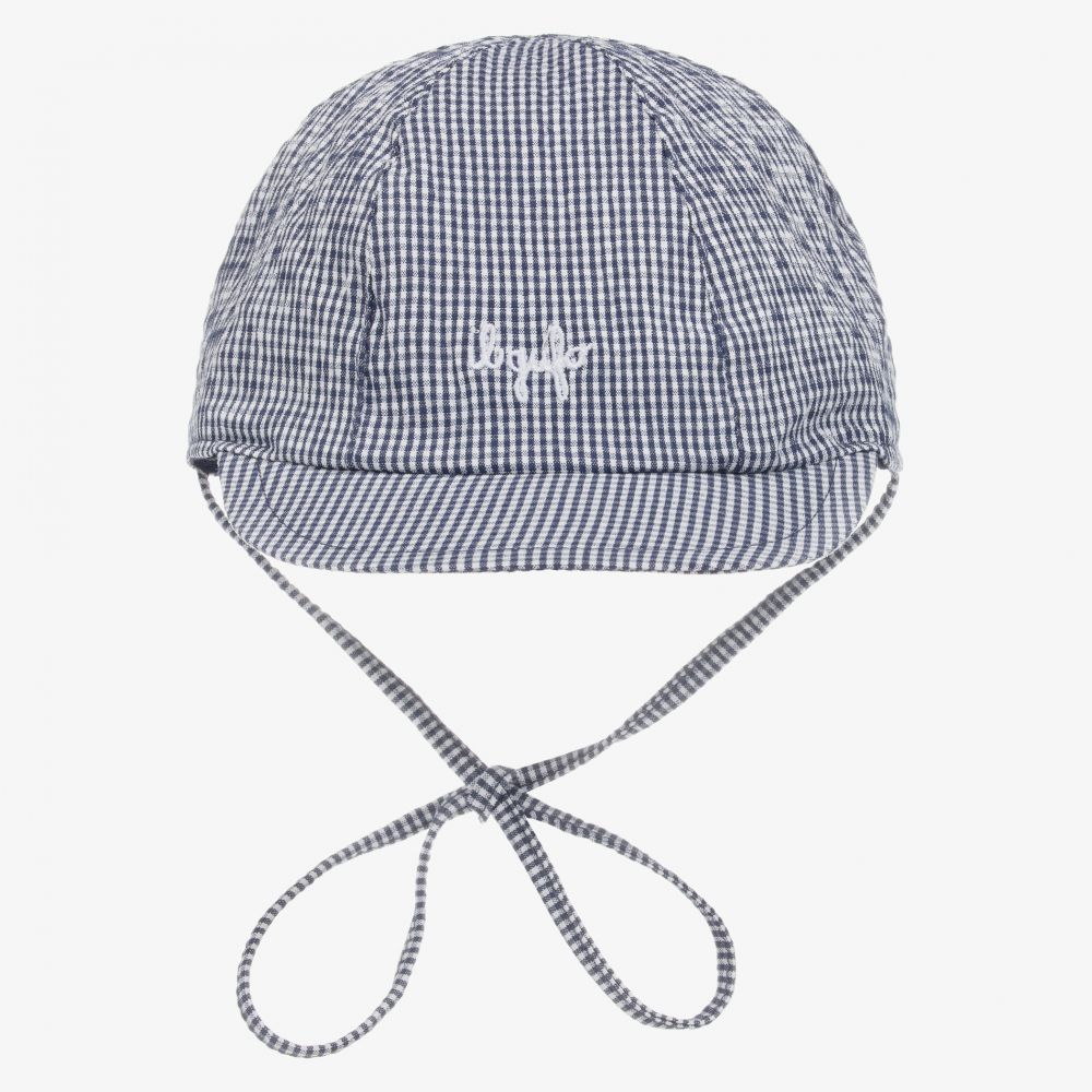 Il Gufo-Boys Blue Gingham Cotton Cap | Childrensalon Outlet