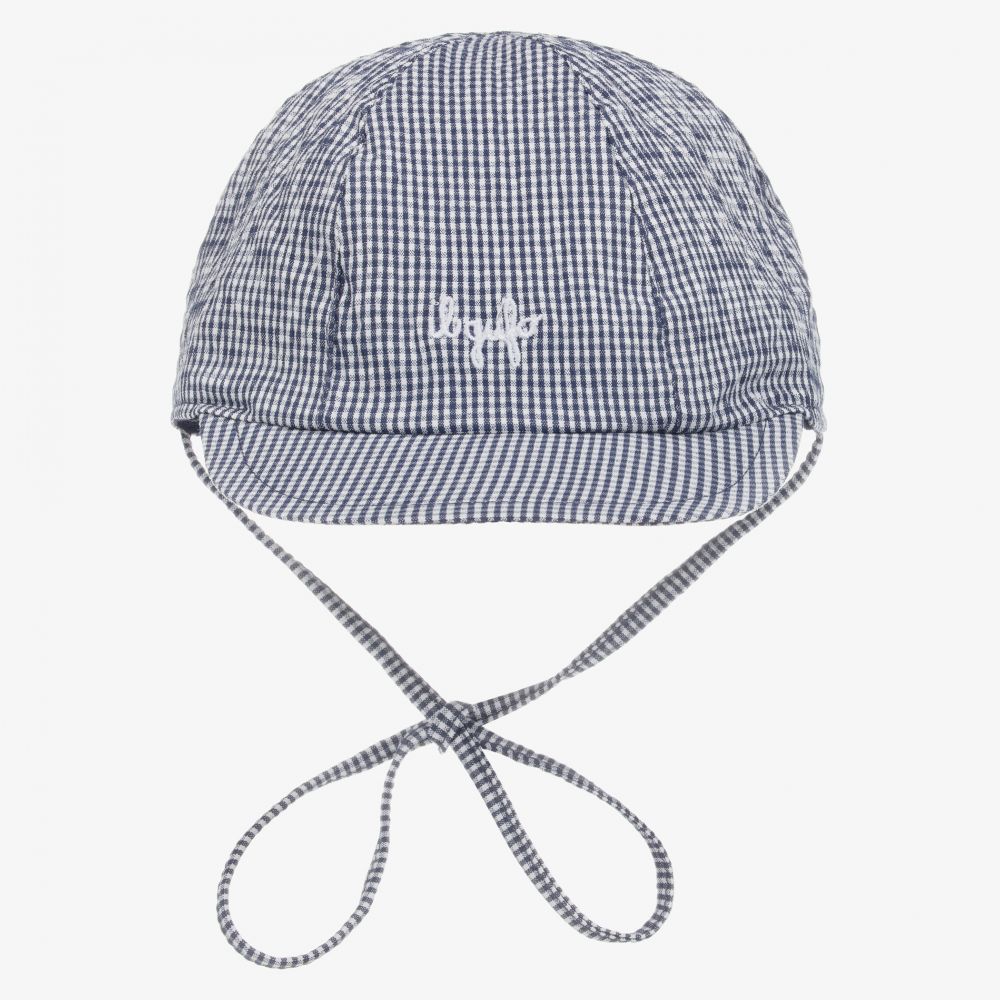 Il Gufo - Boys Blue Gingham Cotton Cap | Childrensalon