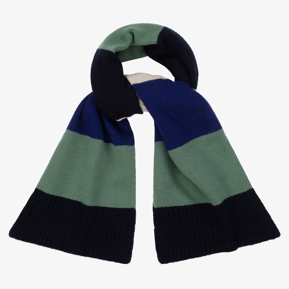 Il Gufo - Boys Blue & Green Wool Scarf | Childrensalon