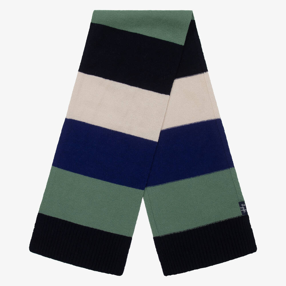 Il Gufo-Boys Blue & Green Wool Scarf | Childrensalon Outlet