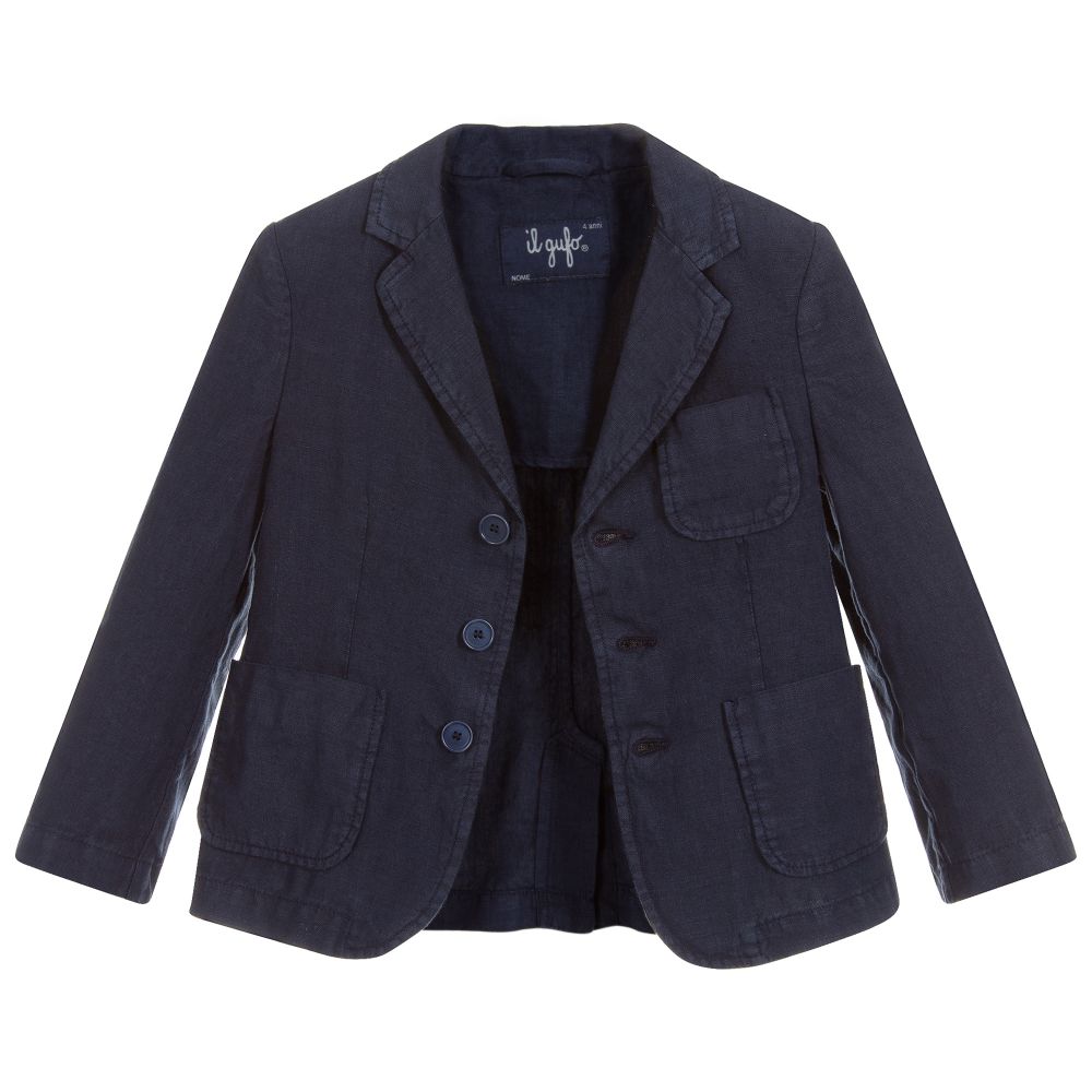 Il Gufo-Boys Blue Linen Blazer | Childrensalon Outlet