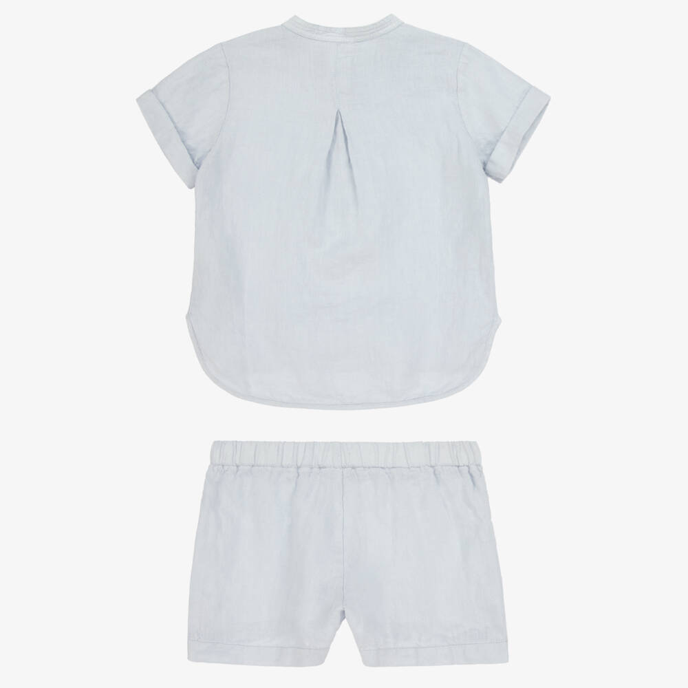Il Gufo-طقم صيفي أزرق من الكتان للأولاد | Childrensalon Outlet