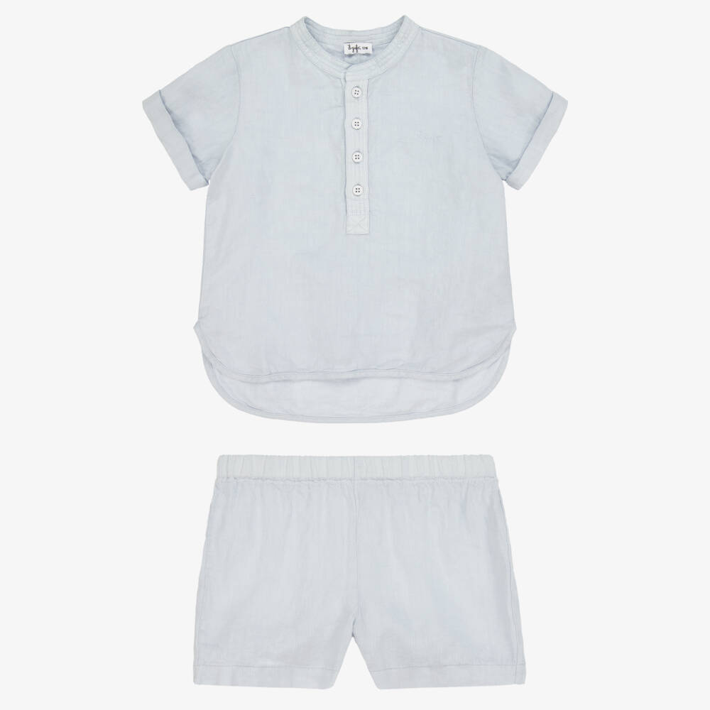 Il Gufo-طقم صيفي أزرق من الكتان للأولاد | Childrensalon Outlet