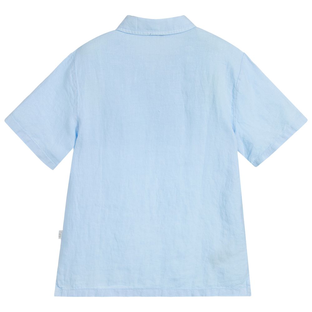 Il Gufo-Boys Blue Linen Shirt | Childrensalon Outlet